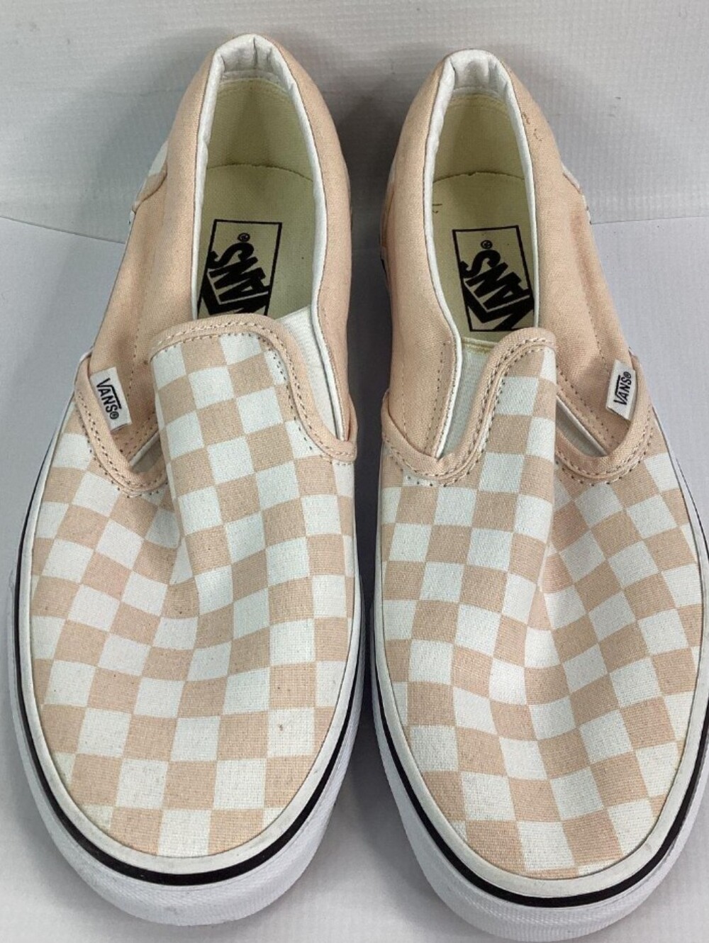 Vans Classic Slip-On  Checkerboard  'Honey Peach' Sneakers Size W10 New - Picture 3 of 9